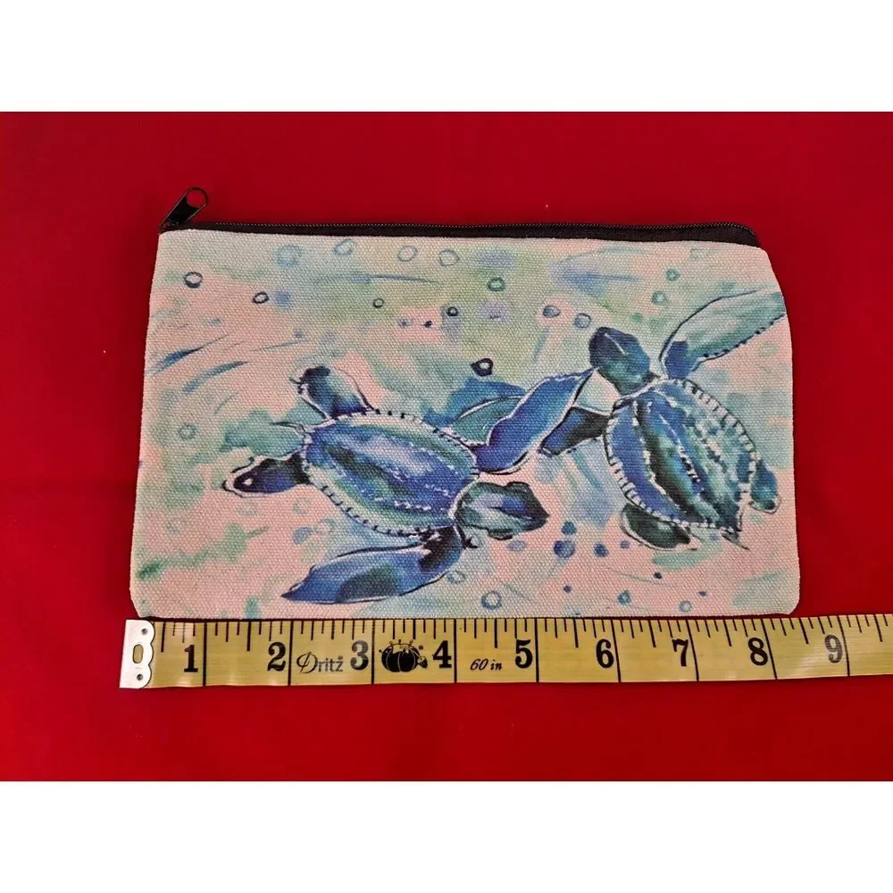 Sea Turtles Cosmetic/Travel Bag Zippered Top  8 1/4 